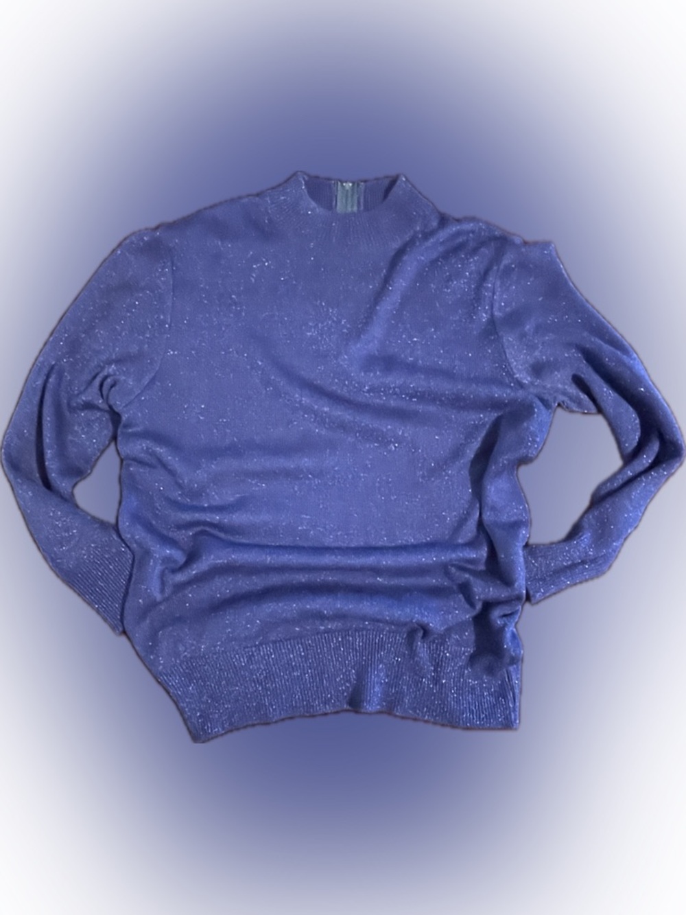 Rochelle California Sparkle Knit Turtleneck Sweater in Bright Periwinkle Blue